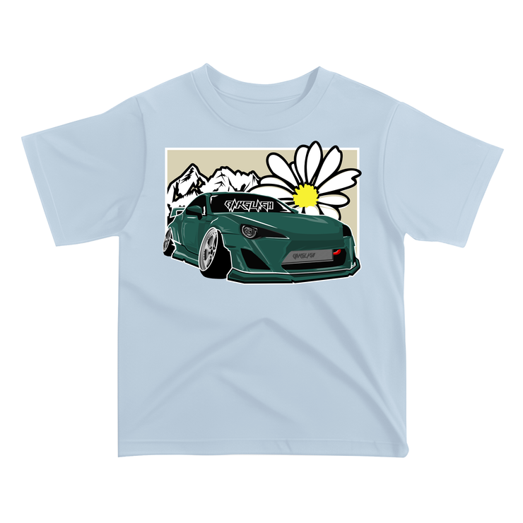 Daisy Mountain Boosted Stance Car Tee in Light Blue