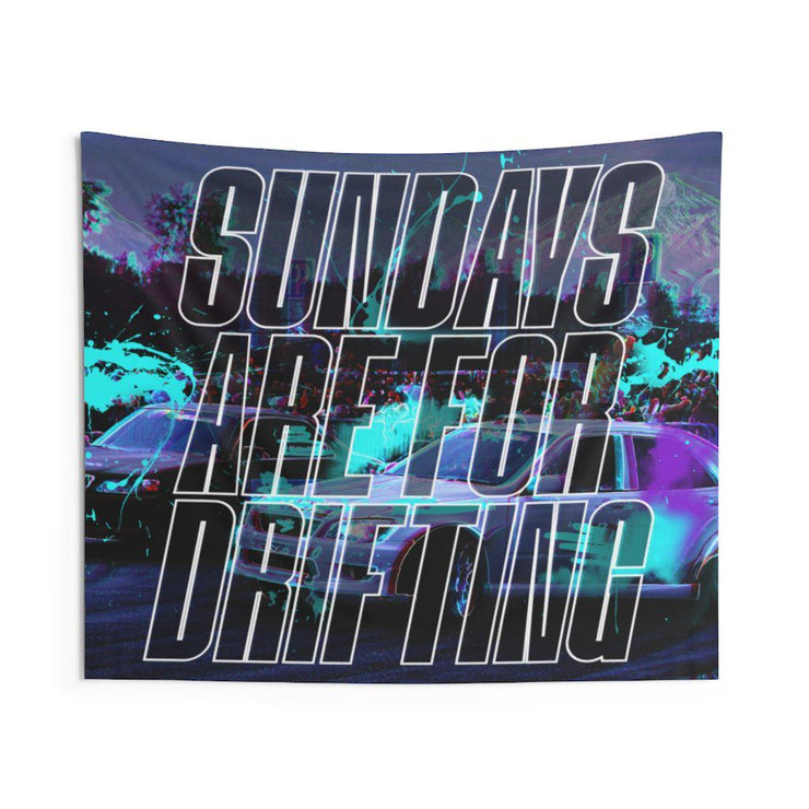 Sundays Are For Drifting! JDM Drift Car Tapestry (26x36in) or (51x60in)