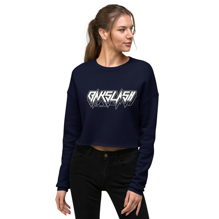 Womens Navy Bakslash Crop Sweatshirt